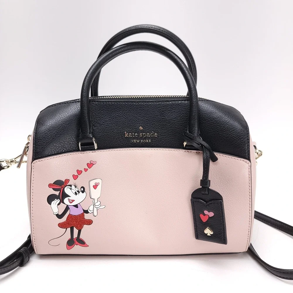 Kate Spade Disney Minnie Mouse Satchel‎ Crossbody Bag Black Pink Leather K4760